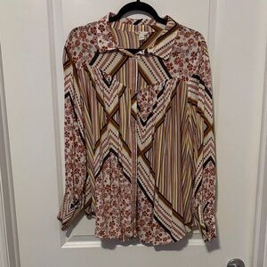 Cato Multicolor Floral and Striped Blouse